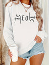 Adorable Feline Fashion: Cute Cat Print Sweatshirt for Women's Casual Chic