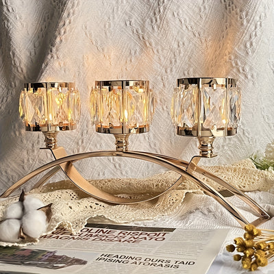 Sparkling Silvery Crystal Candle Holders: Elegant Ornaments for Home Decor, Weddings & Christmas