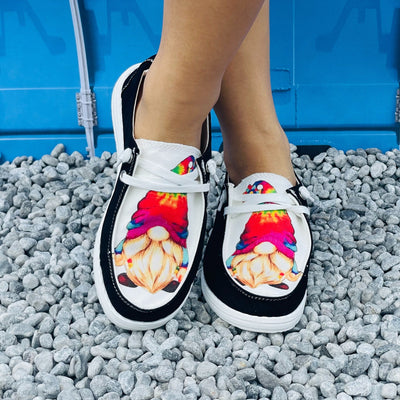 Festive Fun: Women's Cartoon Print Slip-On Shoes - Lightweight, Comfy, and Versatile Low-Top Christmas Shoes