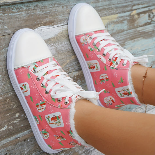 Stay stylish and comfortable in these cute and cozy cartoon print canvas shoes. The plush-lined high tops offer the perfect combination of fashion and comfort. Cushioned insole and traction rubber outsole for a secure fit and cushioning. Keep your feet warm and cozy all day long.