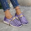 Stylish Purple Leopard Print  Women's Canvas Shoes - Lightweight and Comfortable Lace-Up Walking Shoes