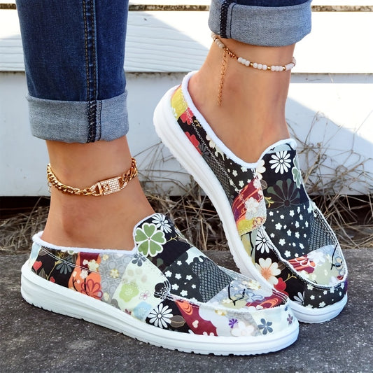 Experience casual comfort with these lightweight, multicolor floral print women's canvas shoes. Crafted from breathable fabric and featuring a contrasting sole, these shoes will provide you with superior all-day comfort and style.