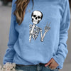 Stylishly Spooky: Halloween Skull Fun Print Sweatshirt - The Perfect Addition to Your Fall Wardrobe!