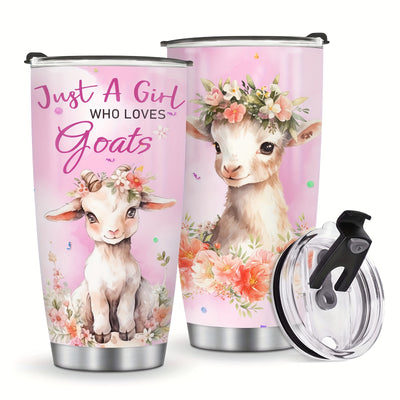 Goat Lover's Stainless Steel Insulated Tumbler: Cute Floral Design - Perfect Gift for Women, Teens, and Mothers