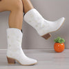 Stylish Star-patterned Chunky Heel Cowboy Boots: The Perfect Embroidered Western Fashion Statement for Women