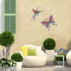 Elegant Metal Hummingbird and Butterfly Outdoor Wall Art Decor - Vibrant Yard Sculptures for Stunning Garden Decor