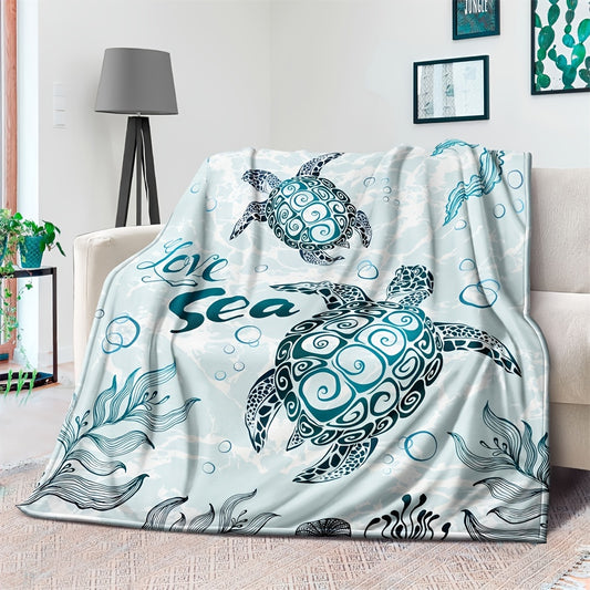 Stay warm and cozy with this ultra-soft Love Sea & Turtle Design Blanket. Featuring beautiful ocean animal designs printed in vivid colors, this soft throw blanket is perfect for snuggling up on the couch, bed, or sofa. With its comfortable properties, it makes an ideal birthday gift for any ocean animal lover.