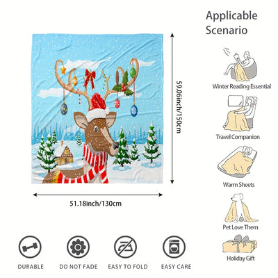 Cozy Christmas Elk Flannel Blanket: Stay Warm and Festive All Season Long!