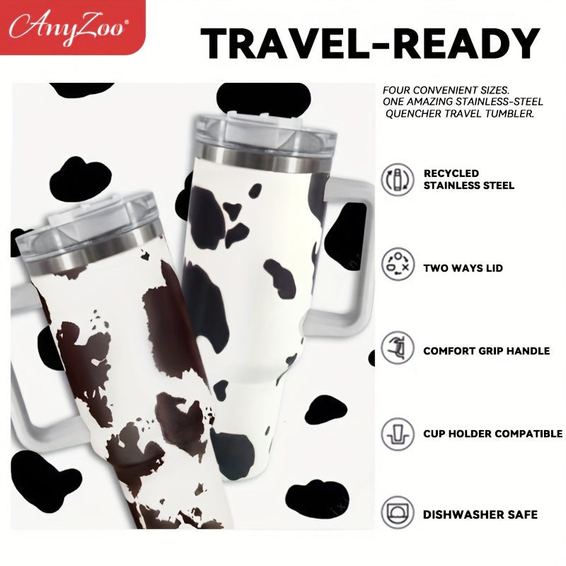 Cow Print Tumbler, 40 Oz Tumbler with Handle and Straw, Cute Cow