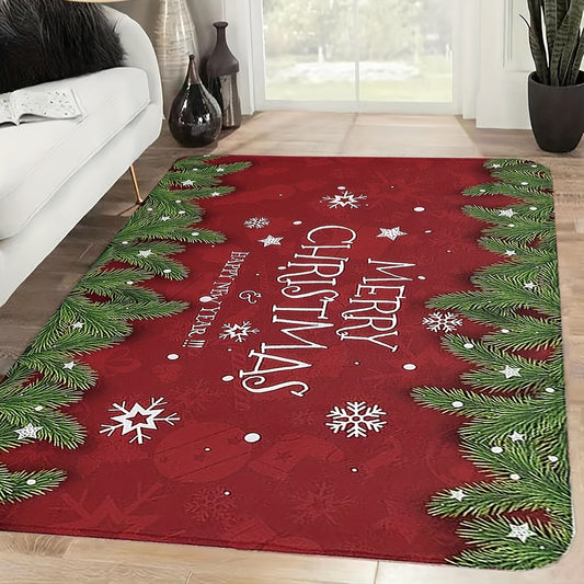 This Merry Christmas Flannel Rug is an excellent choice for your home décor. The 47" x 63" size makes it the perfect complement to any room, while the festive design will bring some joy to the holiday season. Bring home the most festive rug this Christmas.