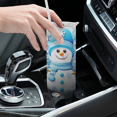 20oz Charming Snowman Pattern Tumbler – Perfect for Car, Home, Office, and Travel