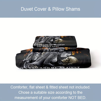 Beauty Skull Sunset Print Duvet Cover Set: Transform Your Bedroom with Soft and Stylish Bedding(1*Duvet Cover + 2*Pillowcases, Without Core)