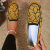 Floral Elegance: Women's Breathable Knit Square Toe Flat Shoes with Lightweight Slip-On Design