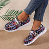 Fashionable Women's Flower Pattern Canvas Shoes: Casual Round Toe Low Top Loafers for Lightweight Slip-On Sneakers