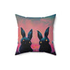 Phuzzy Bunny Under Sunrise, Cute Bunnies Couple, Bunny Lover Pillow Covers, Spun Polyester Square Pillow