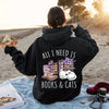 Feline Frenzy: Books & Cats Print Hoodie - Stay Cozy and Stylish this Winter/Fall with this Casual Hooded Sweatshirt for Women