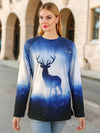 Deer Frolic: A Cozy Winter Staple - Women's Casual Long Sleeve Crew Neck Sweatshirt