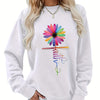 Faith & Colorfull Flower Print Sweatshirt, Casual Long Sleeve Crew Neck Sweatshirt For Fall & Winter, Women's Clothing