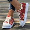 Add a festive flair to your look with these stylish reindeer pattern sneakers. The trendy raw trim canvas shoes provide casual comfort and a unique touch of holiday cheer. Perfect for any occasion, these shoes are sure to turn heads.