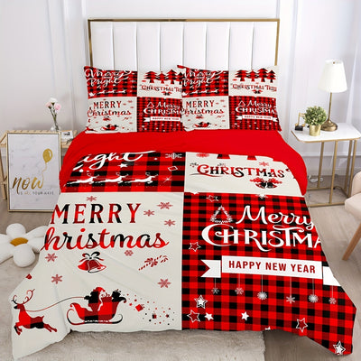 Red Christmas Pattern Duvet Cover Set: Enhance Your Bedroom with Festive Comfort