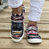Women's Tribal Geometric Print Canvas Shoes - Low Top Lace Up Round Toe Casual Walking Shoes