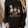 Pumpkin Patch Delight: Halloween Cartoon Print Pullover Sweatshirt for Women's Fall/Winter Wardrobe