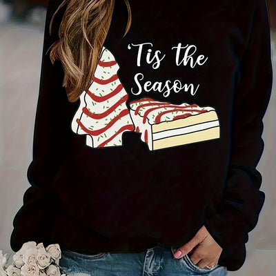 Stylishly Comfortable: Women's Plus Size Casual Sweatshirt with Graphic Slogan Print