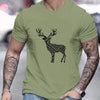 Christmas Deer Creative Pattern Men's T-Shirt: A Stylish Crew Neck Top for Outdoor Summer Wear