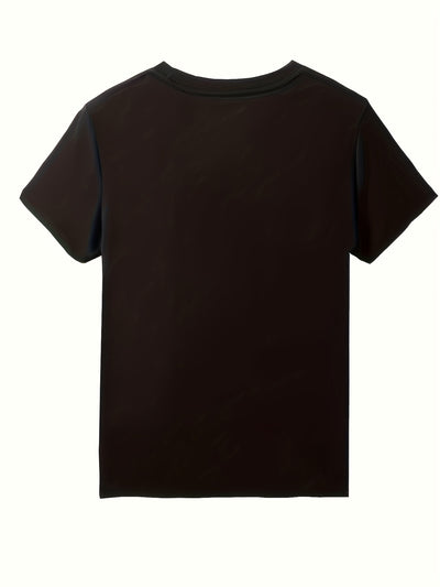 Festive Forest: Christmas Deer Print Tshirt - Casual Short Sleeve Crew Neck T-Shirt for Women's Clothing