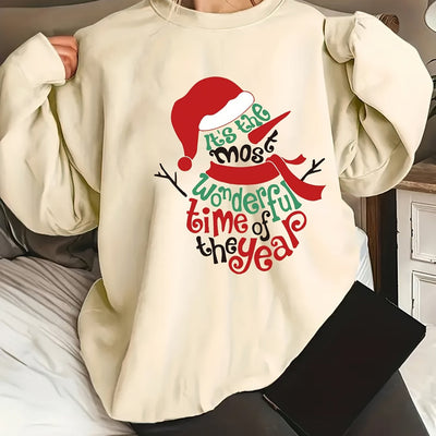 Festive Snowman Slogan Print Sweatshirt: A Cozy and Stylish Addition to Your Winter Wardrobe