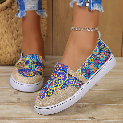 Women's Casual Floral Canvas Shoes: Lightweight Slip-Ons for Outdoor Comfort