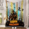 Halloween Elements Blanket: Cozy Up with Dark Castle, Pumpkin, Witch, and Bat Print Flannel Blanket - Perfect for Couch, Sofa, Office, Bed, Camping, and Traveling