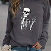 Stylishly Spooky: Halloween Skull Fun Print Sweatshirt - The Perfect Addition to Your Fall Wardrobe!