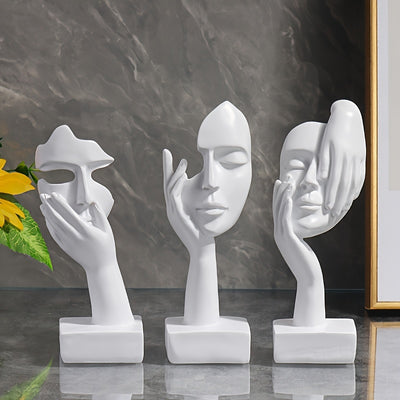 Sleek and Chic: 3-Piece Modern Resin Sculpture Set for Living Room and Home Décor+