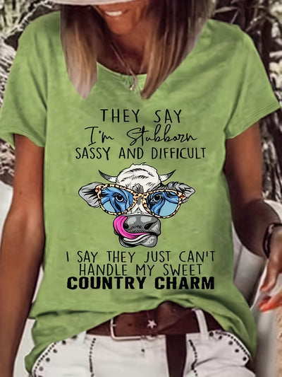 Stylish and Quirky Cow Head Print T-Shirt: A Must-Have for Fashionable Women