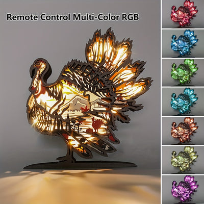 Elegant LED-Lit Turkey Wooden Art Carving: The Perfect Gift and Decor for Turkey Lovers