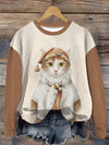 Cute Cartoon Cat Print Pullover Sweatshirt: A Cozy and Casual Buy for Fall-Winter