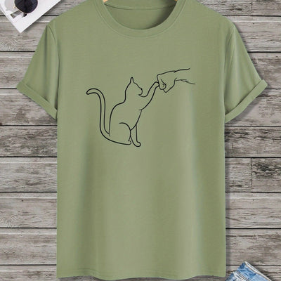 Comfortable and Stylish Men's Cat Round-Neck T-Shirts - Perfect for Casual Summer Attire