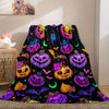 Soft and Warm Halloween Blanket with Coloful Pumpkin Pattern - Perfect for Couch, Sofa, Bed, Office, Camping, and Traveling