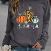 Pumpkin and It's Fall Y'all Print Sweatshirt, Casual Long Sleeve Crew Neck Sweatshirt, Women's Clothing