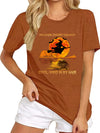 Enchanting Witch Letter Print Crew Neck T-Shirt: Embrace Casual Elegance for Spring and Summer