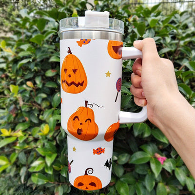 40oz Halloween Pumpkin Stainless Steel Thermal Water Bottle With Handle, The Perfect Gift for Any Occasion!