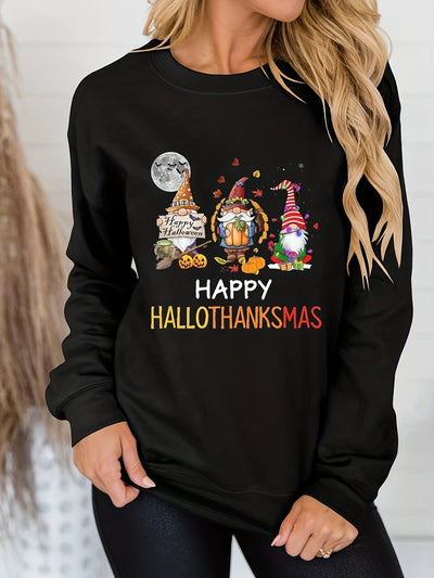 Stay warm and stylish with Pumpkin Patch Delight sweaters. Featuring a Halloween cartoon print, this pullover sweatshirt is perfect for women's fall/winter wardrobe. Made of 100% cotton, it is comfortable and breathable for all-day warmth.