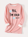 Fashionable and Cozy: Letter Ice Print Pullover Sweatshirt for Women's Fall/Winter Wardrobe