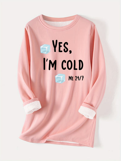 Fashionable and Cozy: Letter Ice Print Pullover Sweatshirt for Women's Fall/Winter Wardrobe