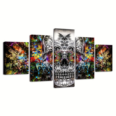 5pcs Modern Art Graffiti Horror Skull Poster - Ideal Gift for Home Decor and Room Decoration