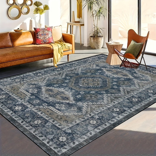 This Boho Chic Vintage Persian Tribal Area Rug is perfect for any bedroom or living room style. Machine washable and stain-resistant, it offers a low-maintenance and durable design, while the non-slip bottom ensures safe placement. Add a touch of style to your home with this top-of-the-line area rug.