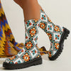 Women's Trendy Geometric Print Slip-On Platform Boots: Colorful & Comfy Mid-Calf Shoes