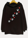 Plus Paw Heart Print Twist Textured Sweatshirt: A Stylish and Comfortable Casual Hoodie for Plus Size Women