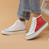 Festive Fashion: Women's Christmas Pattern Canvas Shoes – Casual High Top Outdoor Shoes for Comfortable Holiday Style